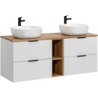 Comad Adel White szafka 140 cm podumywalkowa wisząca z umywalkami i regałem biała SET -ADW B 140 CM UN 6252 81-01 WOTAN