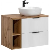 Zestaw Comad Adel White szafka 60x46 cm podumywalkowa wisząca biała z blatem, umywalką i regałem SET -ADW B 80 CM UN 6252 81-01 WOTAN