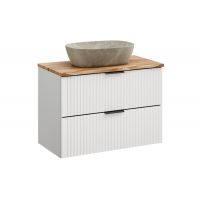 Zestaw Comad Adel White szafka 80 cm podumywalkowa wisząca z blatem i umywalką Anna biały/dąb/beż SET-ADW B NAT WOTAN 80CM UN ANNA