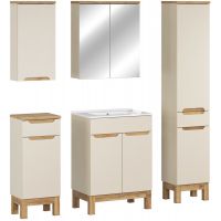 Comad Bali Cashmere zestaw meblowy 60 cm szafka stojąca z umywalką Lava i szafki boczne stojące/wiszące/lustrzana kaszmir/biały SET-BAC 60CM LAVA HC MC