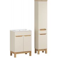 Comad Bali Cashmere zestaw meblowy 60 cm szafka stojąca z umywalką Lava i szafka wysoka boczna kaszmir/biały SET-BAC 60CM LAVA HC