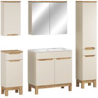 Comad Bali Cashmere zestaw meblowy 80 cm szafka stojąca z umywalką Sky i szafki boczne stojące/wiszące/lustrzana kaszmir/biały SET-BAC 80CM SKY HC MC