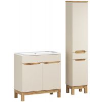 Comad Bali Cashmere zestaw meblowy 80 cm szafka stojąca z umywalką Sky i szafka wysoka boczna kaszmir/biały SET-BAC 80CM SKY HC