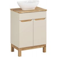 Comad Bali Cashmere zestaw meblowy 60 cm szafka stojąca z blatem i umywalka Lola kaszmir/dąb/biały SET-BAC B NAT WOTAN 60CM UN LOLA