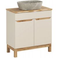 Comad Bali Cashmere zestaw meblowy 80 cm szafka stojąca z blatem i umywalka Anna kaszmir/dąb/kamień SET-BAC B NAT WOTAN 80CM UN ANNA