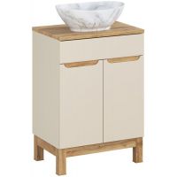 Comad Bali Cashmere zestaw meblowy 60 cm szafka stojąca z blatem i umywalka Pati kaszmir/dąb/biały SET-BAC B WOTAN 60CM UN PATI