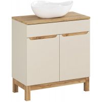 Comad Bali Cashmere zestaw meblowy 80 cm szafka stojąca z blatem i umywalka Cloud Free kaszmir/dąb/biały SET-BAC B WOTAN 80CM UN CLOUD