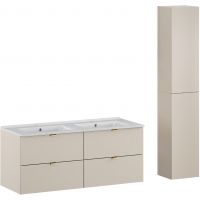 Zestaw Comad Dalia Cashmere szafka 120 cm podumywalkowa wisząca kaszmir z umywalką i szafką boczną SET-DC 120CM UM. LAVA HC