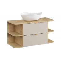 Zestaw Comad Dalia Cashmere szafka 60 cm podymywalkowa i szafki 20+20 cm boczne z blatem 100 cm i umywalka Cloud Free kaszmir/dąb/biały SET-DC B CREMONA 100CM UN CLOUD LRSM