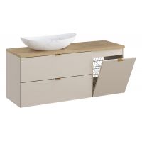 Zestaw Comad Dalia Cashmere szafka 80 cm podumywalkowa i szafka 40 cm boczna cargo z blatem 120 cm i umywalka Lena kaszmir/dąb/biały SET-DC B CREMONA 120CM UN LENA LB