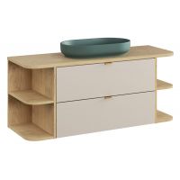 Zestaw Comad Dalia Cashmere szafka 80 cm podumywalkowa i szafki 20+20 cm boczne z blatem 120 cm z umywalką River 2 kaszmir/dąb/zielony mat SET-DC B CREMONA 120CM UN RIVER LRSM