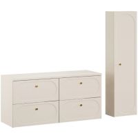 Zestaw Comad Donna Sand dwie szafki 60 cm z blatem 121 cm i szafką boczną wysoką beż piaskowy SET-DS B SAND 120CM HC