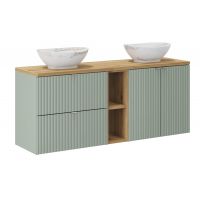 Zestaw Comad Line Reed Green/Oak szafki 60 cm, 60 cm i 20 cm zielony/dąb i dwie umywalki Pati 40,5x33 cm białe SET-LRG B OAK 140CM UN PATI WH LR