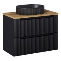 Zestaw Comad Nova Black szafka 80x39x57 cm podumywalkowa wisząca z blatem i umywalką czarna SET-NOB B OAK 80CM S UN BEYOND 5 BM