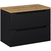 Comad Nova Black szafka 80 cm podumywalkowa wisząca z blatem czarna SET-NOB B OAK 80CM S