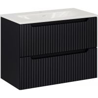 Comad Nova Black szafka 80 cm podumywalkowa wisząca z umywalką meblową czarna SET-NOB SKY 3 80CM S