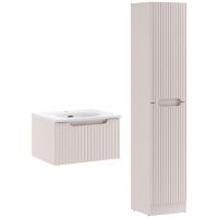 Zestaw Nova Cashmere szafka 50 cm podumywalkowa wisząca z umywalką meblową Sky białą i szafką wysoką 180 cm boczna kaszmir SET-NOC 50CM 1S SKY 3 HCLB