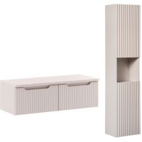 Zestaw Comad Nova Cashmere szafki 50 cm podumywalkowe wiszące z blatem i szafką wysoką boczną  SET-NOC B CASHMERE 100CM 1S HC