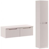 Zestaw Comad Nova Cashmere szafki 50 cm podumywalkowe wiszące z blatem szafką wysoka boczną kaszmir SET-NOC B CASHMERE 100CM 1S HCLB