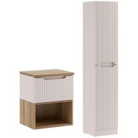 Zestaw Comad Nova Cashmere szafka 50 cm podumywalkowa wisząca z blatem szafką boczną wysoką i regałem dolnym kaszmir SET-NOC B OAK 50CM 1S LR HCLB