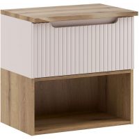 Zestaw Comad Nova Cashmere szafka 60 cm podumywalkowa wisząca z blatem i regałem dolnym kaszmir SET-NOC B OAK 60CM 1S LR