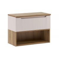 Zestaw Comad Nova Cashmere szafka 80 cm podumywalkowa wisząca z blatem i regałem dolnym kaszmir SET-NOC B OAK 80CM 1S LR