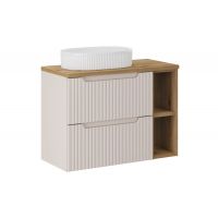 Zestaw Comad Nova Cashmere szafki 60 cm i 20 cm z blatem meblowym 80 cm kaszmir/dąb i umywalka Beyond 48x32,5 cm biała SET-NOC B OAK 80CM UN BEYOND WH LR