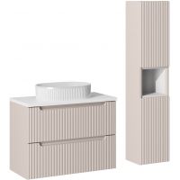 Comad Nova Cashmere zestaw mebli łazienkowych szafka 80 cm podumywalkowa wisząca z umywalką i szafka wysoka 140 cm boczna kaszmir SET-NOC B WHITE 80CM S UN BEYOND 5 WH HC