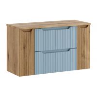 Zestaw Comad Nova Denim szafka 60 cm z blatem i dwoma szafkami wiszącymi bocznymi dąb/denim SET-NOD B NAT OAK 100CM S