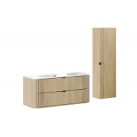 Zestaw Comad Ovalia Cremona umywalka z szafką 120 cm biały/dąb i szafka wysoka 140 cm boczna SET-OVC 120CM UM PURE HC