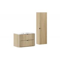 Zestaw Comad Ovalia Cremona umywalka z szafką 80 cm biały/dąb i szafka wysoka 140 cm boczna SET-OVC 80CM UM PURE HC