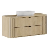 Zestaw Comad Ovalia Cremona szafka z blatem 120 cm wisząca dąb z umywalką nablatową River 55x35 cm szary mat SET-OVC B CREMONA 120CM UN RIVER GM