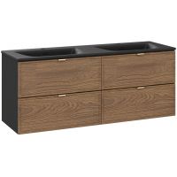 Comad Talia Casella umywalka Sky czarna z dwiema szafkami podumywalkowymi zestaw 120 cm dąb-czarny SET-TC 120CM UM SKY 1 BM