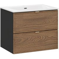 Comad Talia Casella umywalka Sky biała z szafką podumywalkową 60 cm dąb-czarny SET-TC 60CM UM SKY