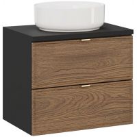 Zestaw Comad Talia Cesella umywalka nablatowa Maja biała z szafką podumywalkową 60 cm dąb-czarny SET-TC B BLACK 60CM UN MAJA