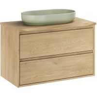 Zestaw Comad Viola Cremona szafka 80 cm podumywalkowa wisząca z blatem i umywalką River 2 dąb cremona SET-VOC B NAT CREMONA 80CM UN RIVER