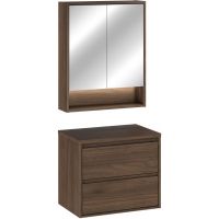 Zestaw Comad Viola Villa szafka 60 cm podumywalkowa wisząca z blatem i szafką z lustrem orzech villa SET-VOV B VILLA 60CM MC