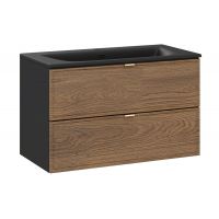 Zestaw Comad Talia Casella umywalka meblowa Sky czarna z szafką podumywalkową 80 cm dąb-czarny SET-TC 80CM UM SKY 1 BM