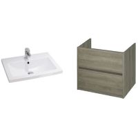 Zestaw Cersanit Como umywalka 60 cm z szafką wiszącą dąb/biały (K32003BOX, S598032)