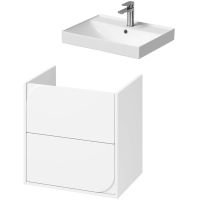 Cersanit Larga umywalka 60,5x46 cm biała z szafką Crea II 60 cm wiszącą białą (K120009, S1058020)