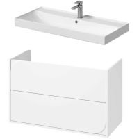 Cersanit Larga umywalka 100x46 cm biała z szafką Crea II 100 cm wiszącą białą (K120011, S1058022)