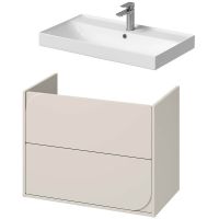 Cersanit Larga umywalka 81x46 cm biała z szafką Crea II 80 cm wiszącą kaszmir (K120010, S1058026)