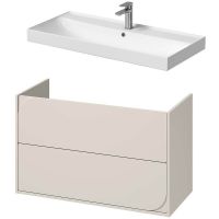 Cersanit Larga umywalka 100x46 cm biała z szafką Crea II 100 cm wiszącą kaszmir (K120011, S1058027)