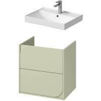 Cersanit Larga umywalka 60,5x45,5 cm biała z szafką Crea II 60 cm wiszącą szałwiową (K120009, S1058030)