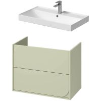 Cersanit Larga umywalka 81x46 cm biała z szafką Crea II 80 cm wiszącą szałwiową (K120010, S1058031)