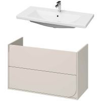 Cersanit Como umywalka 100x45,5 cm biała z szafką Crea II 100 cm wiszącą kaszmir (K32016EX1, S1058027)