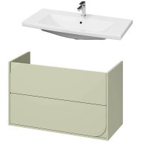 Cersanit Como umywalka 100x45,5 cm biała z szafką Crea II 100 cm wiszącą szałwiową (K32016EX1, S1058032)