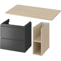 Zestaw Cersanit szafka podumywalkowa z blatem 80 cm antracyt/dąb (590068DSM, S590023, K116020)