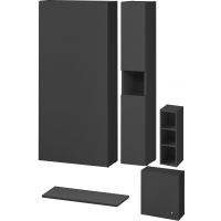 Cersanit Larga zestaw do zabudowy stelaża podtynkowego szafka 56 cm, szafka boczna stojąca 20 cm, szafka boczna wisząca 20 cm, szafka boczna wisząca 56 cm, blat naszafkowy 132,4 cm antracyt ( S164-028, S164-039, S164-041, S164-040, S164-055 )