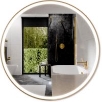 Corsan Tondo lustro 70x70 cm okrągłe z oświetleniem z matą grzewczą złoty L0070BGL